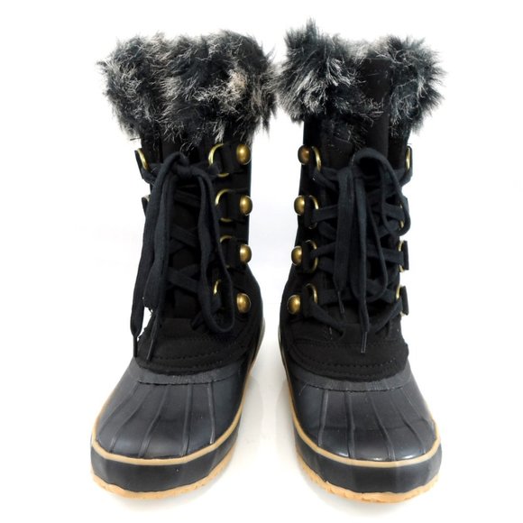 NEW Juicy Couture Waterproof Lace-Up Faux Fur Trim Duck Toe Winter Snow Boot 6 - Picture 3 of 11